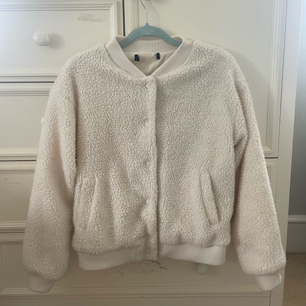 Off white teddy bear fleece jacket